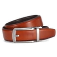 thumbnail image 5 of Men's Leather Belt Automatic Ratchet Buckle Slide Belt for Dress Casual Trim to Fit,Brown,35mm wide,Plus Size, 5 of 9