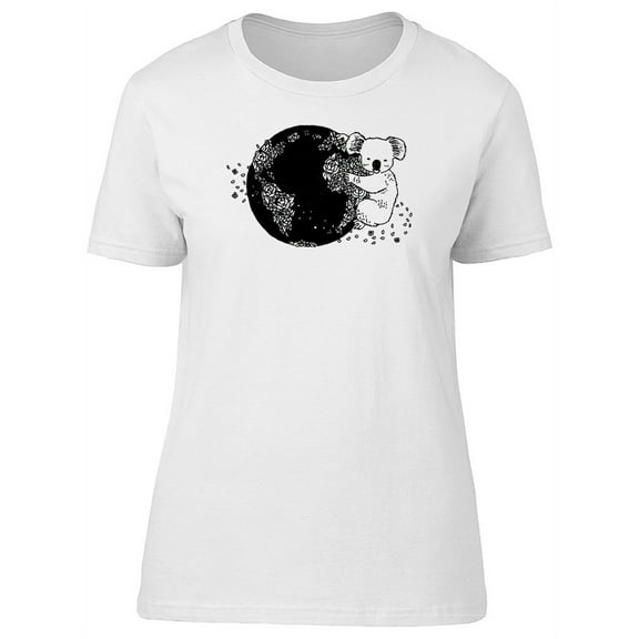 Cute Koala Hugging Planet Earth T-Shirt Women -Image by Shutterstock, Female Large