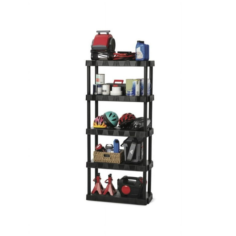 Hyper Tough 3-Tier Shelving Unit, W30 x D14 x H39 Multipurpose Garage  Plastic Shelf Organizer, Black