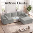 thumbnail image 3 of OMNIBERG L-Shaped Boneless Modular Sectional Sofa, Corduroy Cloud Couch with Reversible Chaise, Deep Seat, 10-Inch Armrests and 5 Pillows for Living Room, Grey(Right Facing Chaise), 3 of 9