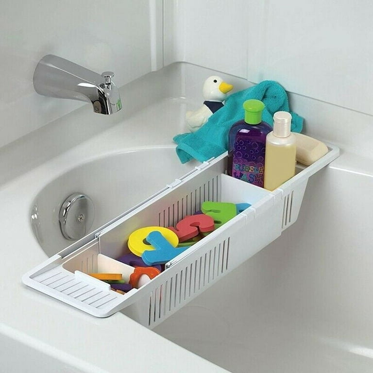 Bathtub Caddy Tray Plastic Bathtub Basket Shelf Rack Bath Toys