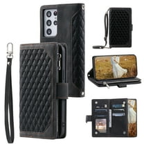 Feishell Crossbody Wallet Case for Samsung Galaxy Note 20 Ultra,Luxury PU Leather Magnetic Buckle Zipper Pocket Card Slots Shockproof Flip Stand Phone Cover with Hand Strap & Shoulder Strap,Black