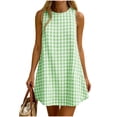 thumbnail image 2 of Ailaofu Summer Dresses for Women Cotton Casual Short Dress Beach Vacation Short Sundresses Fashion Plaid Print, 2 of 8
