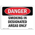 thumbnail image 1 of SignMission OS-DS-A-1218-L-1574 12 x 18 in. OSHA Danger Sign - Smoking in Designated Areas Only, 1 of 1