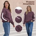 thumbnail image 4 of TEMOFON Womens Sweatshirts Long Sleeve Shirts for Fall Tops Crew Neck Winter Clothes Fleece Lined Loose Fitting Tops for Women Wine Red S, 4 of 9