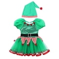 thumbnail image 4 of iEFiEL Kids Girls Christmas Santa's Elf Costume Outfit Xmas Sequin Tutu Leotard Dress, 4 of 7