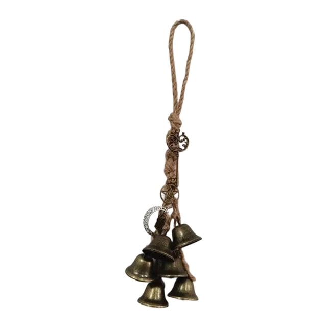 Adorno colgante de campana de viento de cuerda de yute para decoración de pomo de puerta, hogar, fiesta y ventana. Color marrón claro