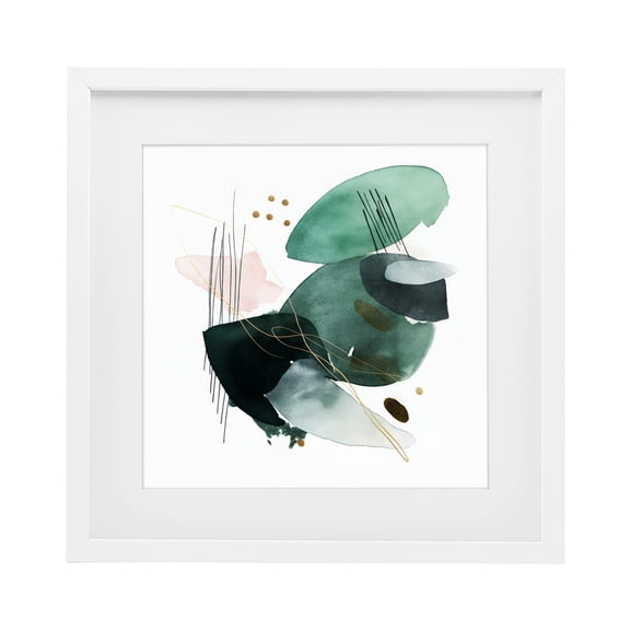 Stupell Industries Contemporary Verdant Horizon Shapes White Framed Print Under Glass, 16 x 16, by Svetlana Aleynikova