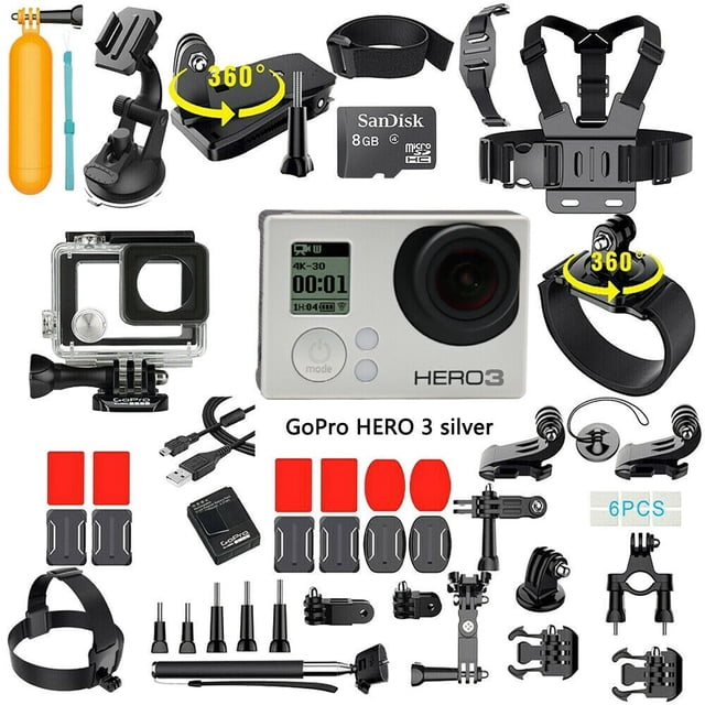 GoPro HERO3 Silver Edition Action Sport Wi-Fi Camera Camcorder With 35-In-1 Action Camera Accessory Kit