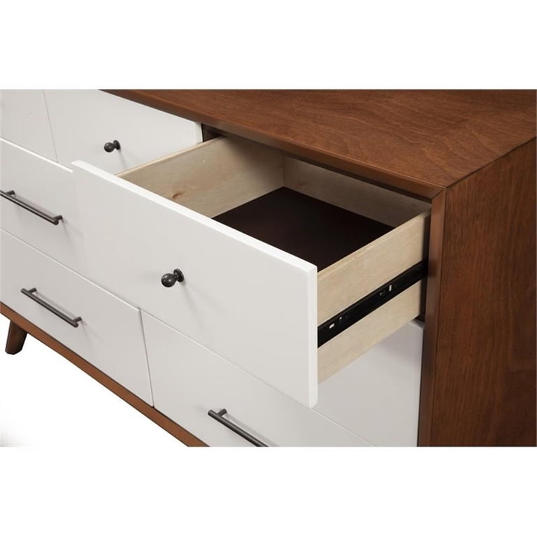 flynn mid century modern 7-drawer dresser acorn Alpine Furniture Flynn Acorn 7 Drawer Dresser