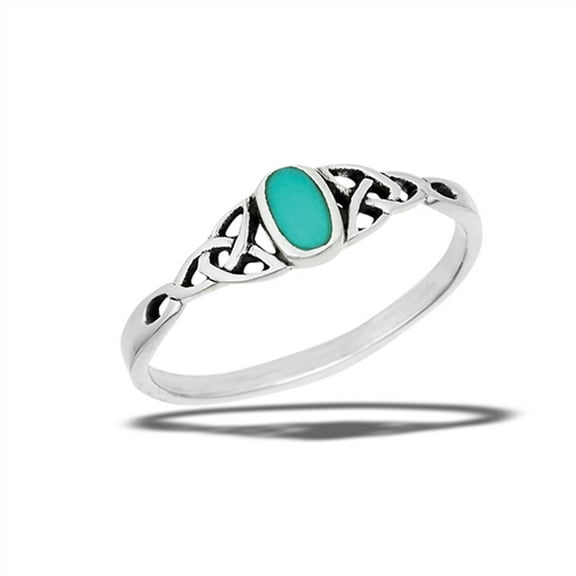 Simple Celtic Knot Triquetras Love Ring .925 Sterling Silver Band Blue CZ Jewelry Female Size 6