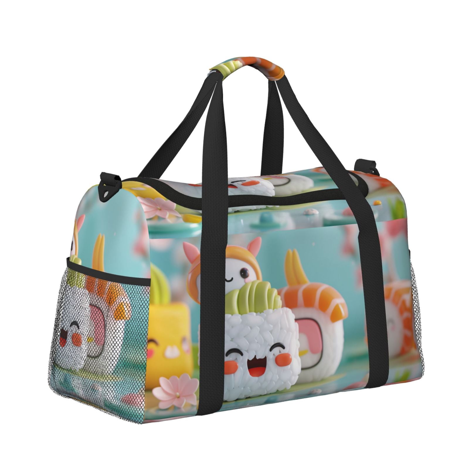 Fuzoiu Kawaii Sushi Characters Delight Print Travel Duffle Bag,Carry On Tote Bags,Duffel Bag,Sport Gym Bag, Hospital Bag for Labor and Delivery, Overnight Bag,Luggage Bag