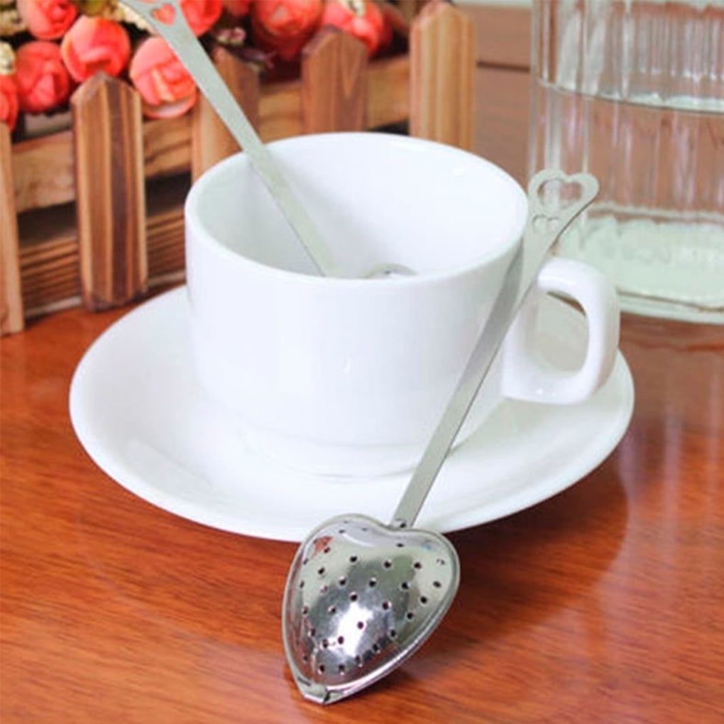 2PCS Heart Shape Stainless Steel Tea Infuser Spoon Strainer Steeper