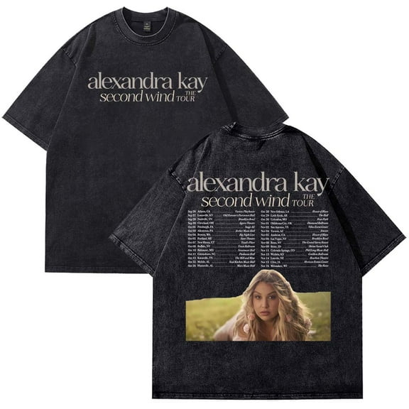 Alexandra Kay Second Wind The Tour T-Shirt Cotton Wash Tee Women Men Short Sleeve Casual Crewneck Tee