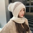 thumbnail image 2 of Bibifish Womens One Piece Scarf Hat Solid Color Integrated Windproof Hat Scarf Winter 2 In 1 Scarf Knitted Hooded Scarf For Ladies, 2 of 4