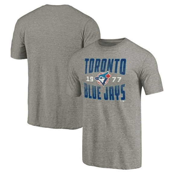Men's Gray Toronto Blue Jays Cooperstown Collection Antique Stack Tri-Blend T-Shirt