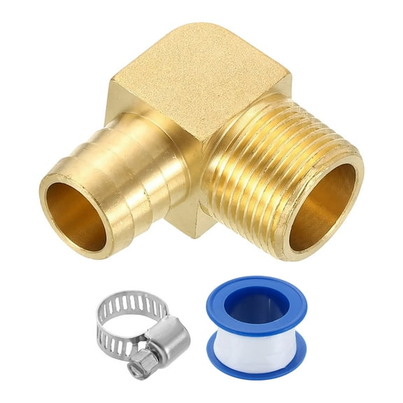 Brass Hose Barb Fitting, 3/4" x 3/4" NPT 90 Degree Elbow Hose Connector