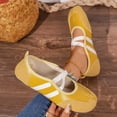 thumbnail image 2 of gzxflxpge Women Retro Spliced Ballet Flat Shoes, Split Toe Design with Crisscross Elastic Strap, Soft Lightweight Slip‑On Casual Walking Footwear Yellow 8（CN-40）, 2 of 8