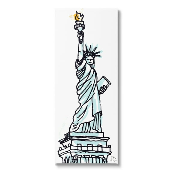 Stupell Industries Minimal Statue of Liberty Town & City Painting Gallery Wrapped Canvas Print Wall Art, 10 x 24