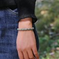 thumbnail image 4 of Nvzi Pulsera elástica de cuentas de madera para hombre, color blanco, 4 of 4