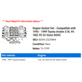 thumbnail image 2 of Engine Gasket Set - Compatible with 1995 - 1999 Toyota Avalon 3.0L V6 1MZ-FE 24-Valve DOHC 1996 1997 1998, 2 of 2