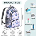 thumbnail image 5 of Butterfly and Blue Purple Pattern Backpack for School, Cute School Bag with Adjustable Shoulder Straps and Padded Back, 16.9"x12.6"x5.9", 5 of 5