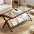 thumbnail image 4 of Rattan Coffee Tables | Mid Century Modern with Glass Top & Storage, 4 of 7