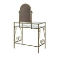 thumbnail image 5 of Linon Bonview 2-Piece Vanity Set, Includes Vanity and Bench, Antique Gold Finish with Beige Linen Fabric, 5 of 16
