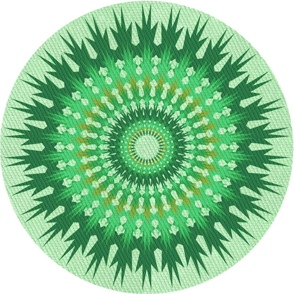 Ahgly Company Indoor Square Patterned Dragon Green Area Rugs, 3' Square