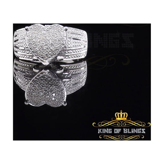 King of Bling's Real Diamond 0.20 CT White 925 Sterling Silver Womens Promise Heart Ring Size 7