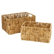 DecMode 16", 13"W Brown Jute Handmade Storage Basket with Handles, 2-Pieces