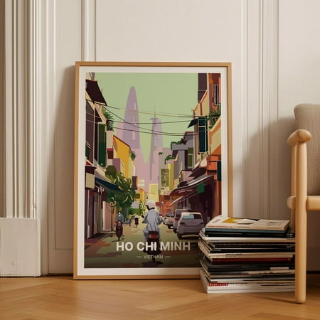 Vintage Style Ho Chi Minh City Travel Poster, Vietnam Wall Art Decor, Home Office Decoration Wall Art, Modern Wall Decor, 8x12 UNFRAMED
