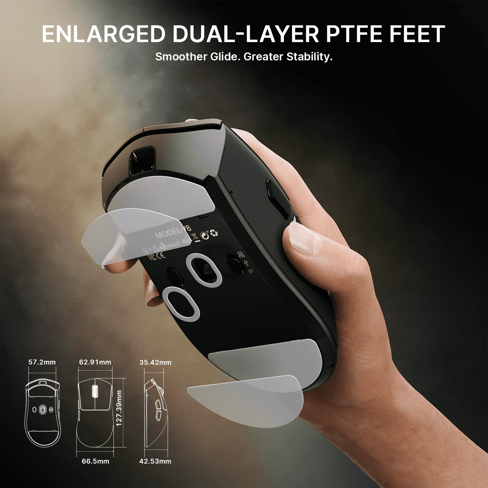 ATTACK SHARK V8 Wireless Gaming Mouse, Tri-Mode 2.4G/USB-C Wired/Bluetooth, PAW3950MAX Sensor, 42000 DPI, Dual 8000Hz Polling Rate, 59g Lightweight Design, Grip Tape Included, Black