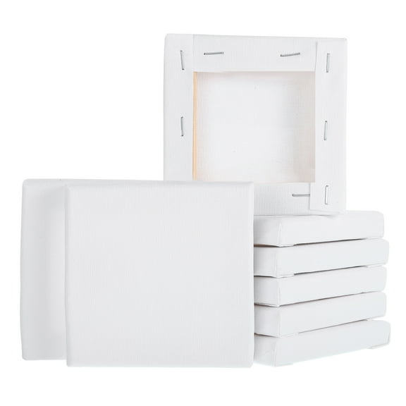 Uxcell 8 Pcs Stretched Canvas, 4x4" Artist Boards 9/13" Profile Cotton Panels,White