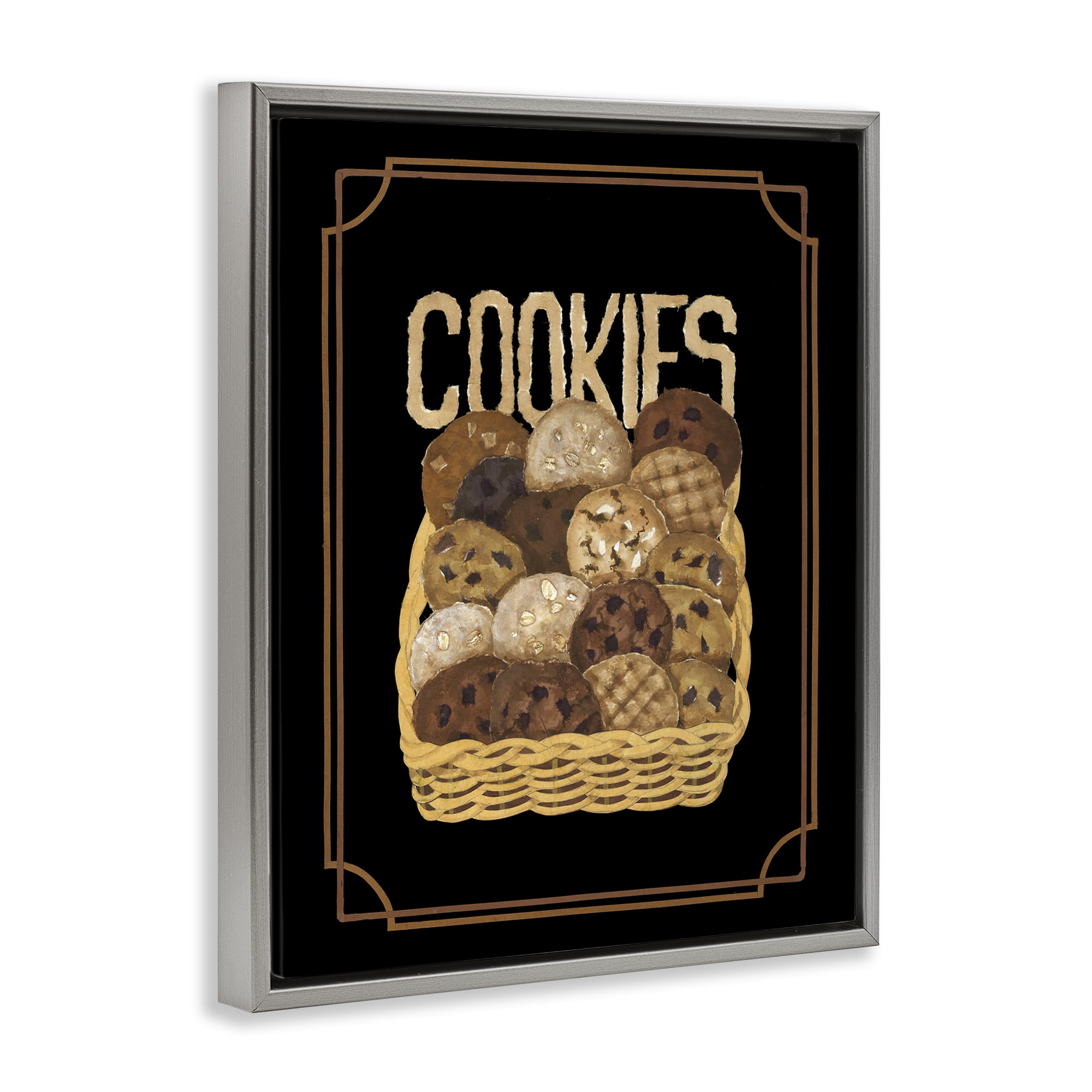 Stupell Industries Assorted Cookie Basket Food & Beverage Painting Gray Floater Framed Art Print Wall Art, 25 x 31