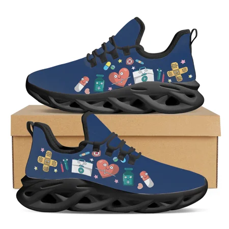 

Cartoon Medicine Pattern Blade Shoes Simple Love Medical Box Design Lightweight Outdoor Running Shoes Casual Shoes