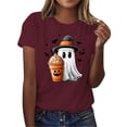 thumbnail image 6 of Wiyuqeen Halloween Shirts for Women Pumpkin Ghosts Short Sleeve Tops Thanksgiving Shirts Loose Fit T-shirts Casual Pumpkin Graphic Tees Crew Neck Festive Daily Wear, 6 of 7
