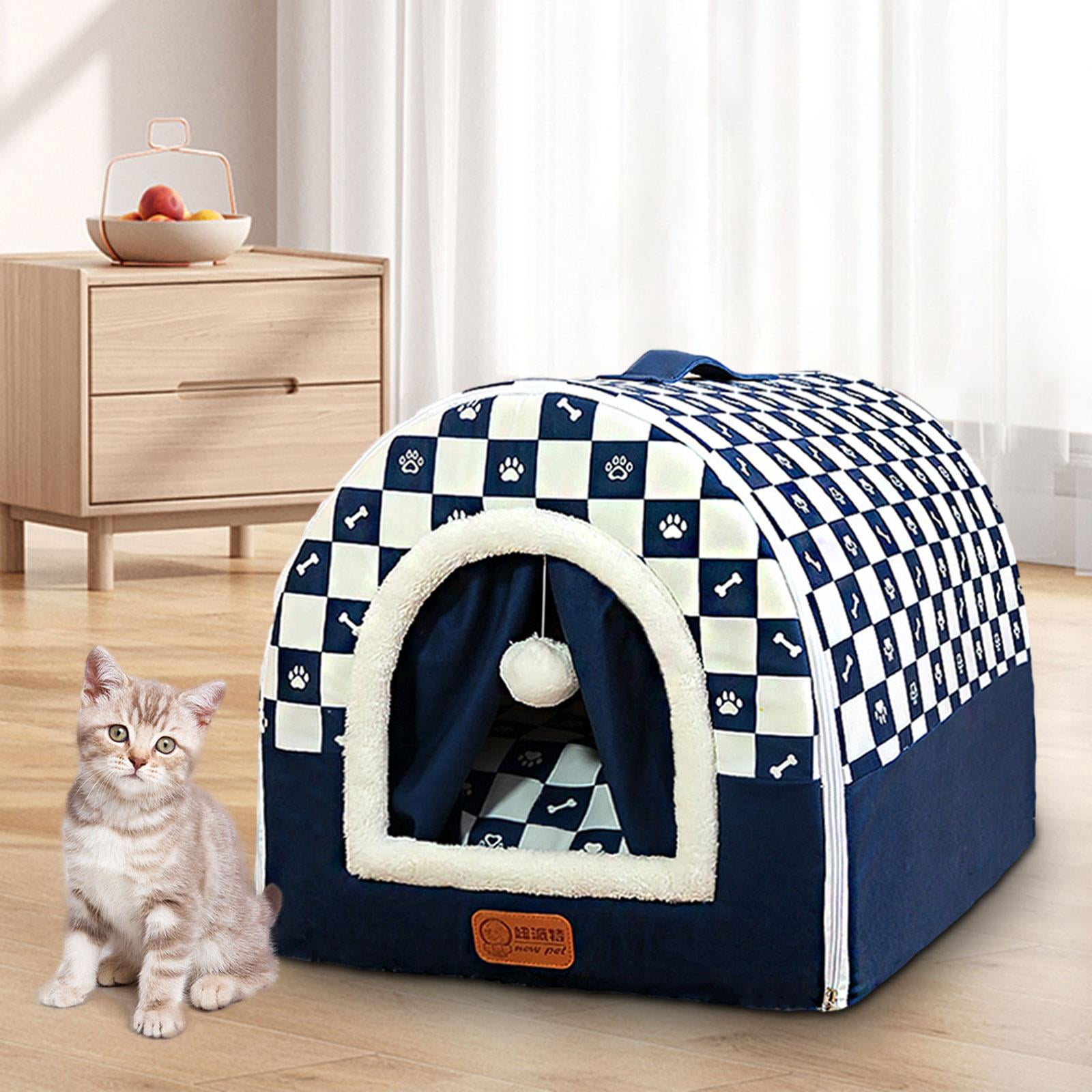 oshhni Cozy Small Dog House Indoor for Cat and for Dog Puppy Kitten Navy Blue Large