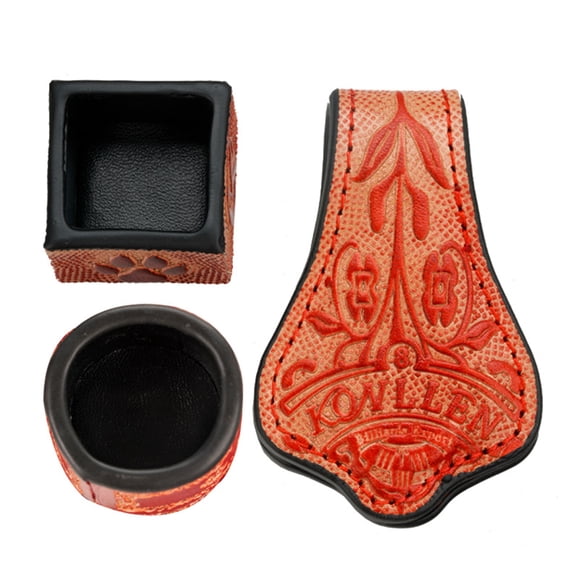 KONLLEN Billiard Chalk Holder with Square and Round Leather Engraved Magnetic Support for Pool Cue Snooker Silent Billiard Accessories