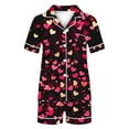thumbnail image 4 of Valentine's Pajamas for Women Love Printed Lapel Pocket Short Sleeved Top+Shorts Pajama Sets, 4 of 5