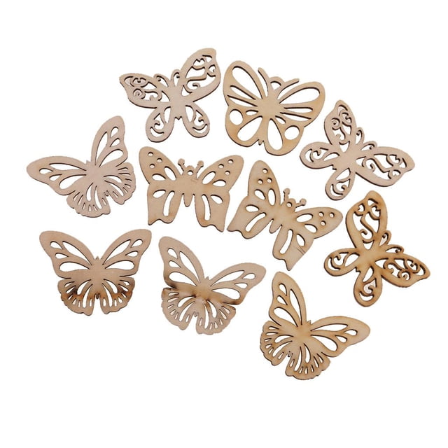 10 Piezas de Madera para álbumes de Recortes con Formas de Mariposa, Decoraciones de Navidad para Bodas, Piezas de Madera Gloria Decoraciones Colgantes