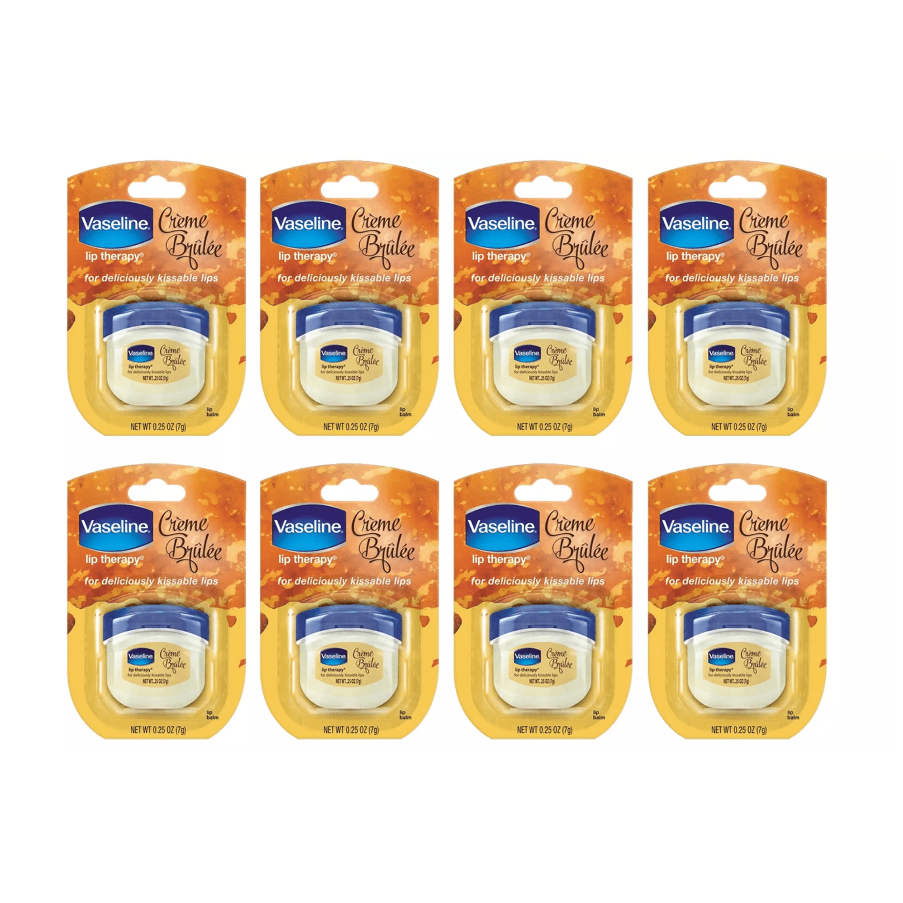 Vaseline Lip Therapy Lip Balm Creme Brulee Effective Healing  For Delicious Kissable Lips On The Go Anywhere 0.25 Oz. Pack Of 8 CASE