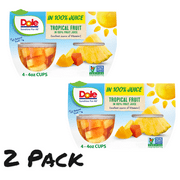 ( 2 Pack ) Dole Tropical Fruit Cups in 100% Fruit Juice, 4 oz ( 4 Cups)