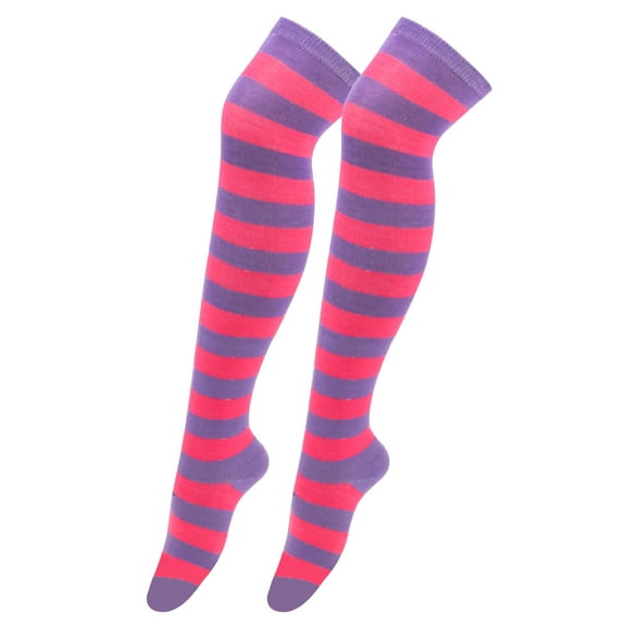 Zhuge 1 Pairs Women & Girls Thigh-High Boot Socks, Over-Knee & Knee-High Styles, Elastic Cosplay & Daily Wear Stockings,Rose and Purple