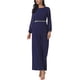 thumbnail image 2 of Pantalones de pierna ancha Inspire Chic para mujer, mono largo con mangas transparentes, jumpsuit de cóctel 2XL azul oscuro, 2 of 5