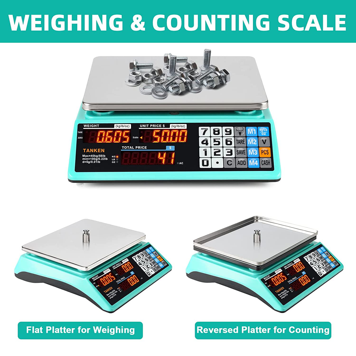 40kg Precision Electronic Price Computing Scale Stainless Steel Electronic Kitchen  Scales Commercial Shop Scales Weigh(EU