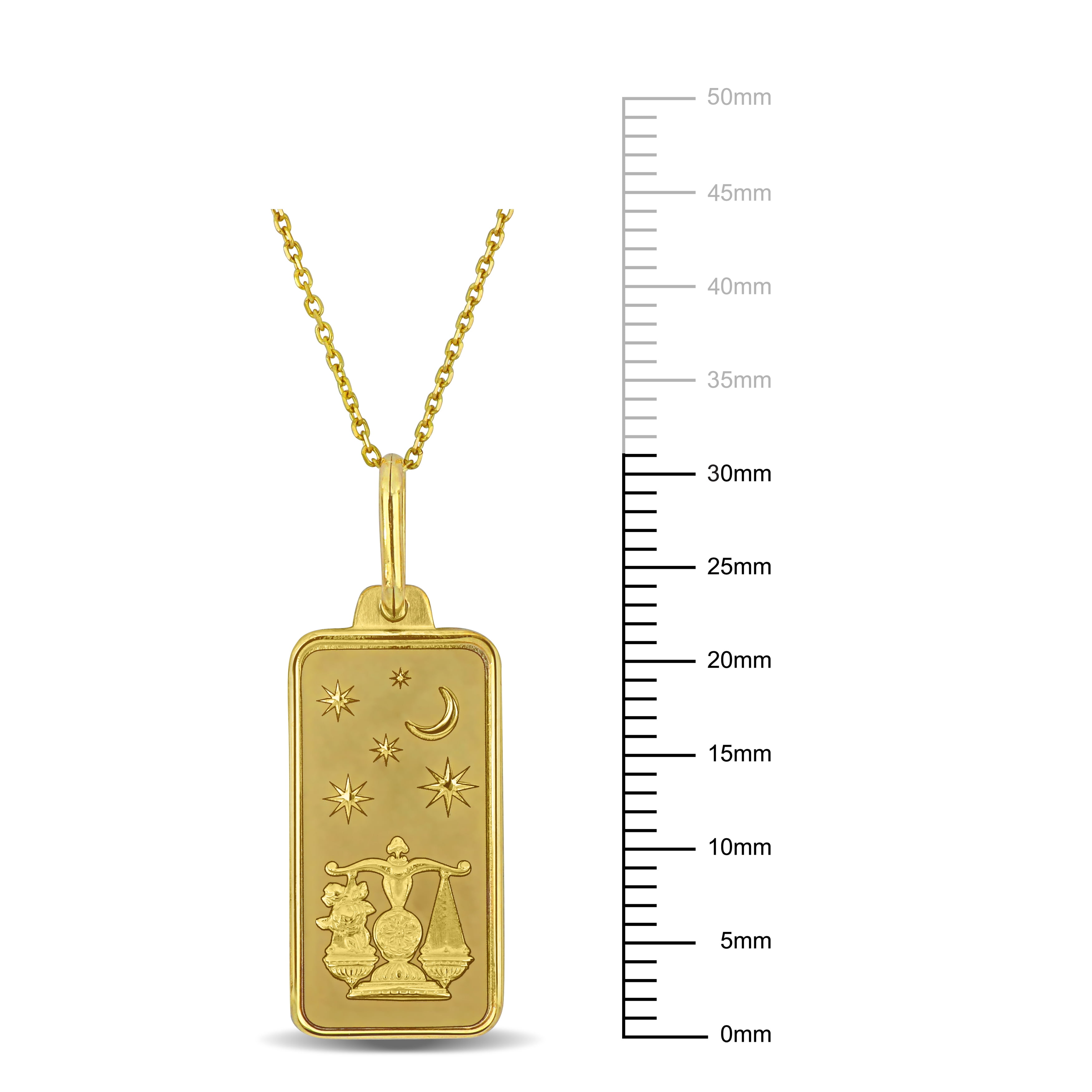 Everly Women's Libra Horoscope Necklace in 10k Yellow Gold, Dog Tag Pendant