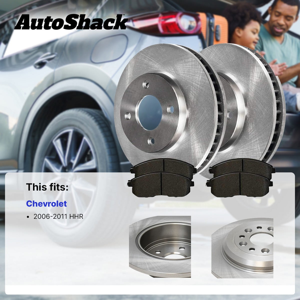 AutoShack Front Brake Rotors & Ceramic Pads for Chevrolet, HHR 2006-2011, FWD L4 2.2L 2.4L - 10.85" (275.7 mm), 5-Lug