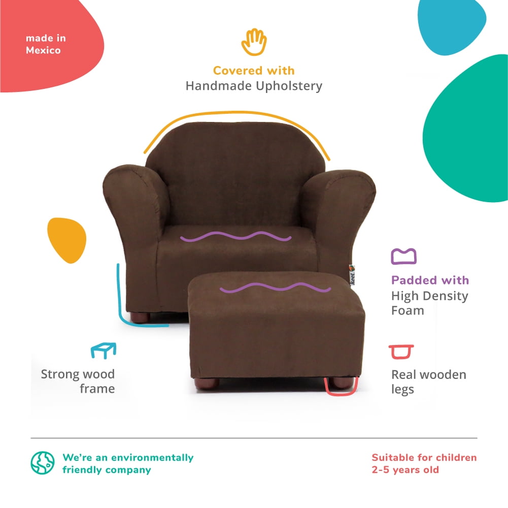 Keet Roundy Children's Chair Microsuede Brown with ottoman