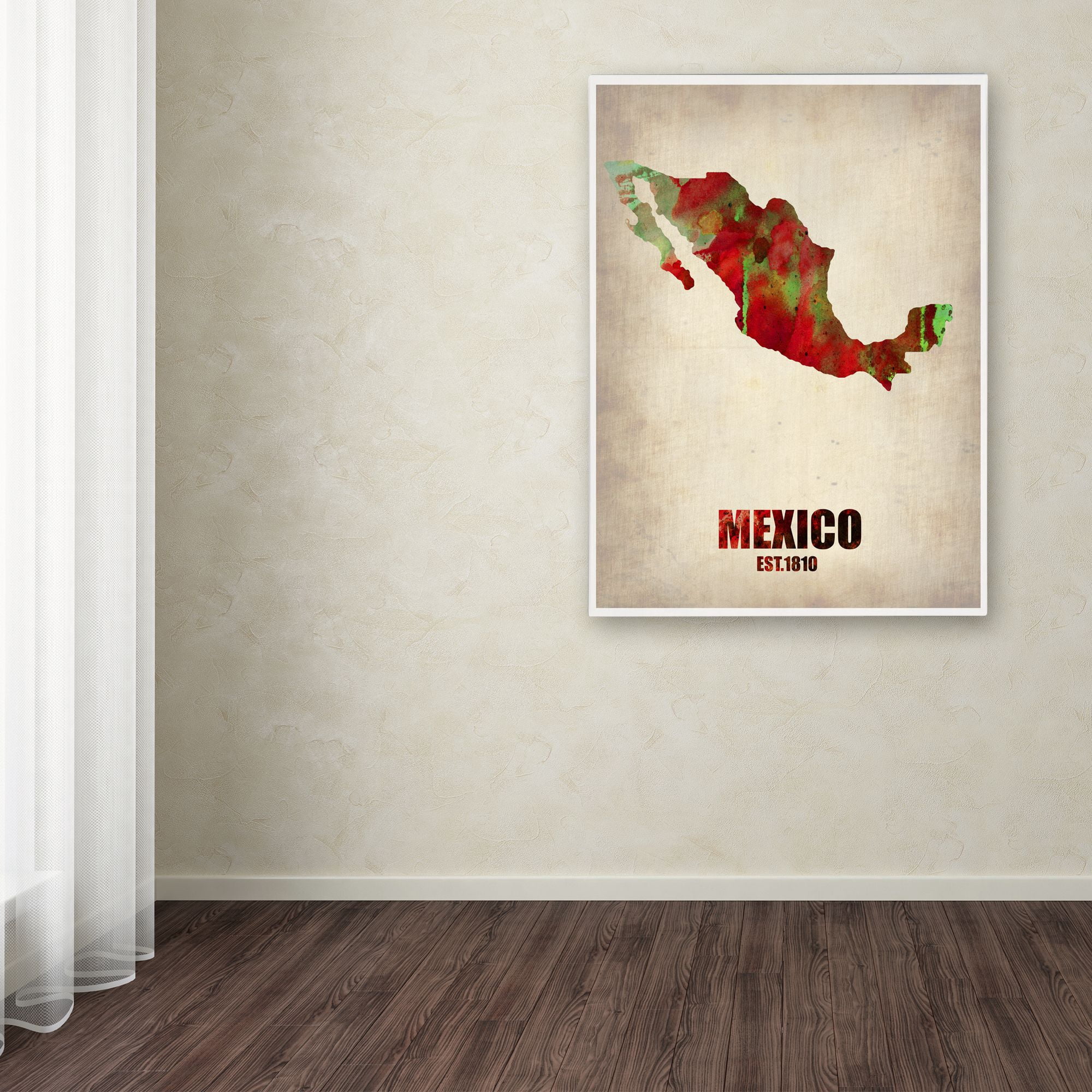 Trademark Fine Art "Mexico Watercolor Map" Canvas Art by Naxart